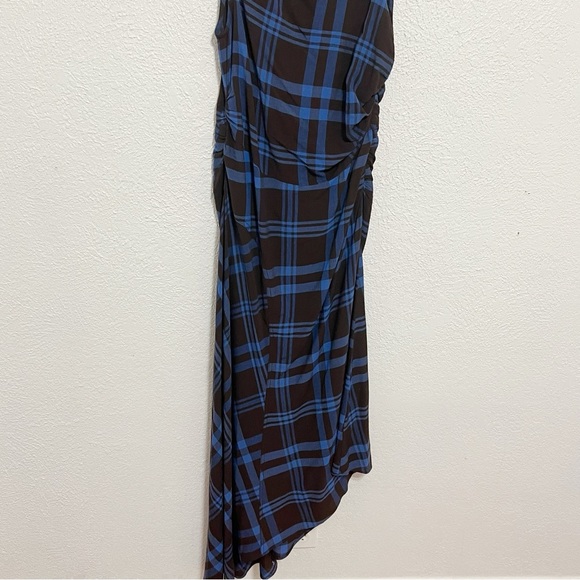NWT A.L.C. Iggy Plaid Draped High-Neck Assymetrical Dress - Picture 6 of 11